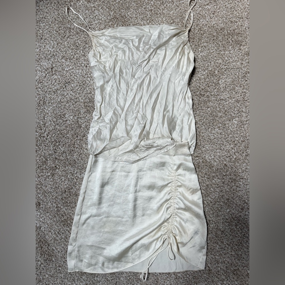 Aritzia Wilfred Cream Satin Slip set